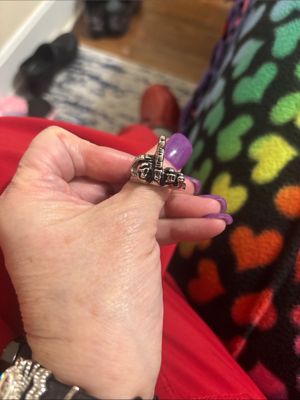 Silver Skull and Sword Statement Ring - Silver